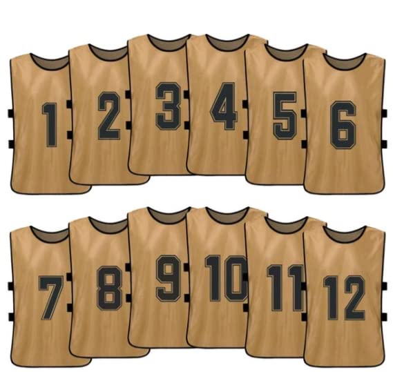 Comprar gold Team Practice Scrimmage Vests Sport Pinnies Training Bibs Numbered (1-12) with Open Sides