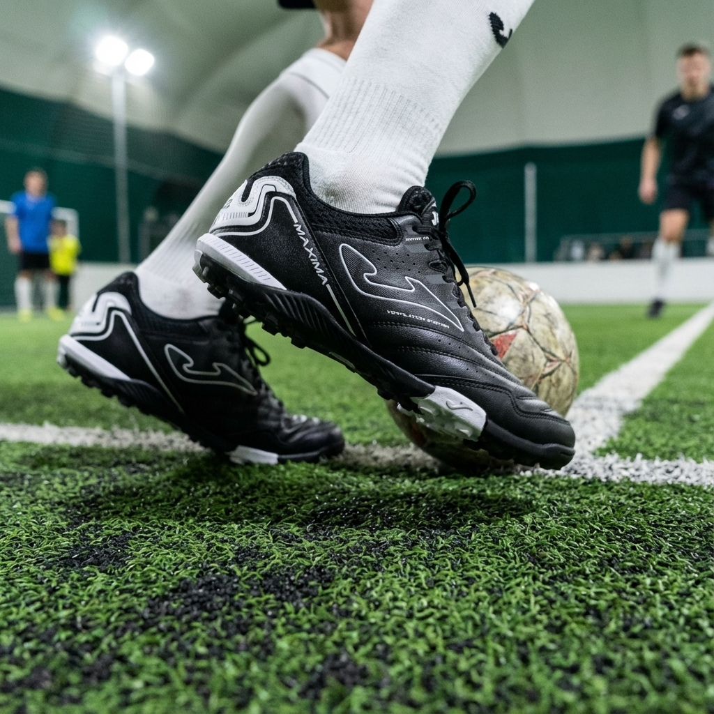 Joma cancha 2501 Turf Soccer Shoes kicking a ball 