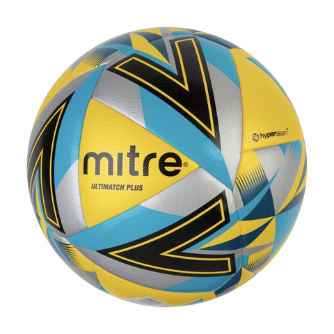 Buy yellow-silver-aqua-black Mitre Ultimatch Plus Match Soccer Ball IMS Standard