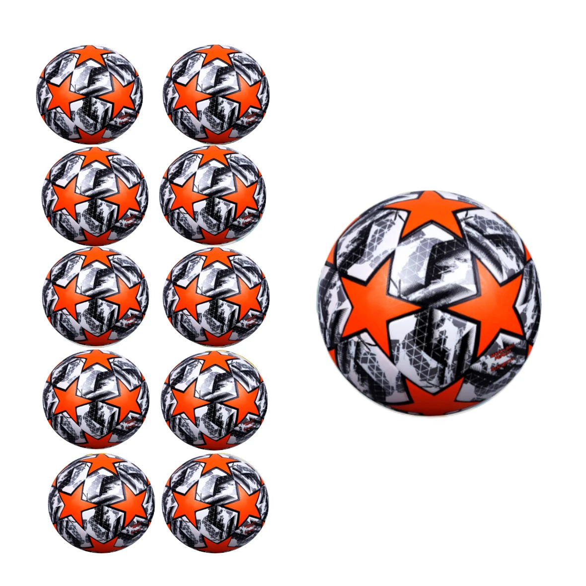 Size 5 High Quality Soccer Ball Champions League Orange Black White - (Pack of 4, 6 or 10)