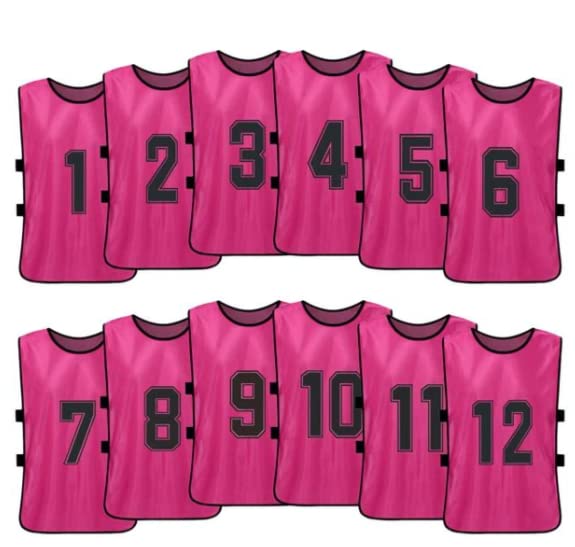 Comprar pink Team Practice Scrimmage Vests Sport Pinnies Training Bibs Numbered (1-12) with Open Sides