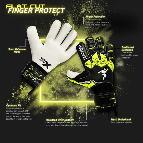 Precision Junior Fusion X Flat Cut Finger Protect GK Gloves - 6