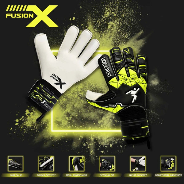 Precision Junior Fusion X Flat Cut Finger Protect GK Gloves - 7