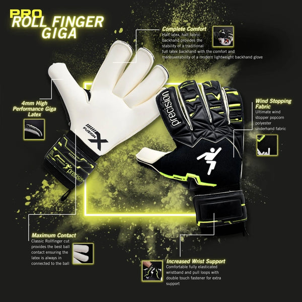 Precision Junior Fusion X Pro Roll Finger Giga GK Gloves - 4