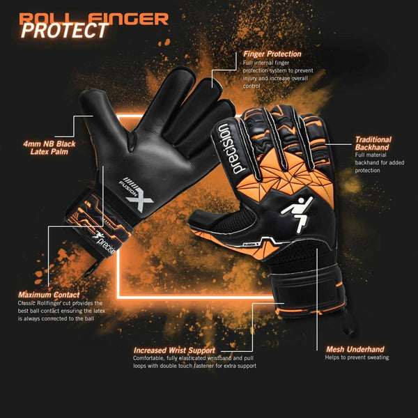 Precision Junior Fusion X Roll Finger Protect GK Gloves - 5