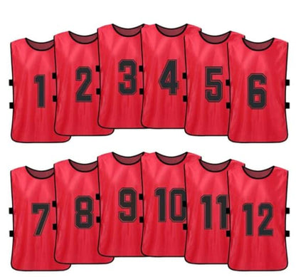 Team Practice Scrimmage Vests Sport Pinnies Training Bibs Numbered (1-12) with Open Sides