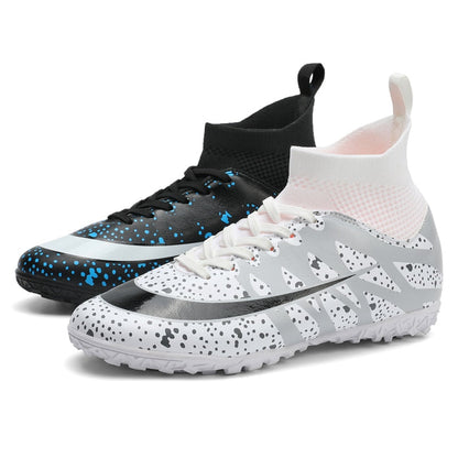 Men/Women High Ankle Lightweight Two-Color Soccer Turf Shoes