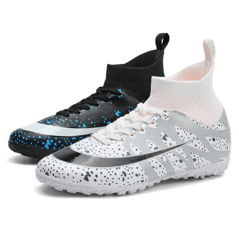 Buy black-white Men / Women Two Color High Ankle for Artificial Grass, Indoor and Synthetic field