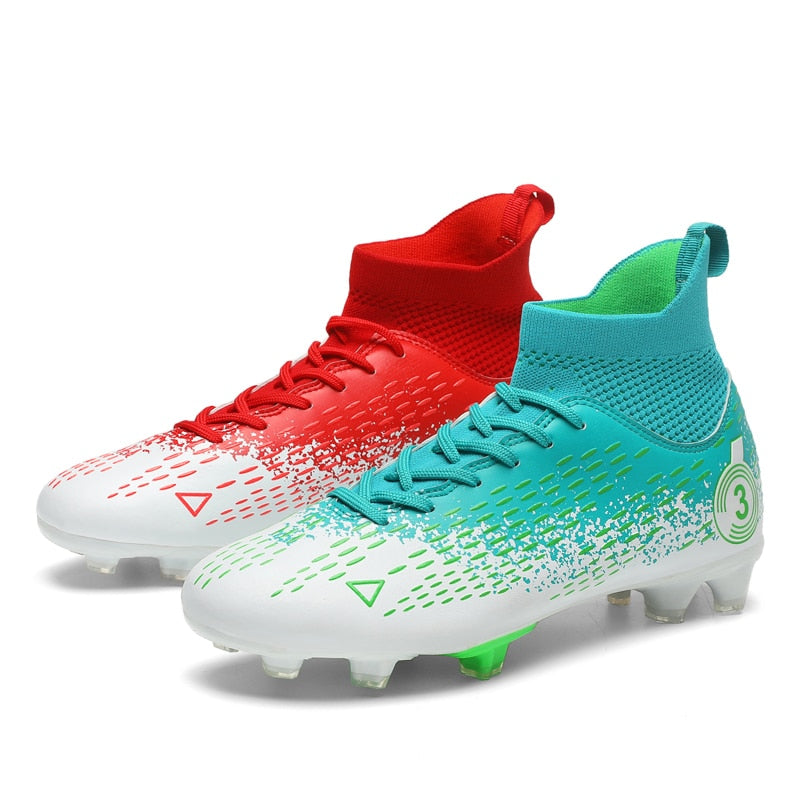 Buy moon-red Men / Women High Ankle Soccer Cleats for Firm Ground, Lawn Outdoor