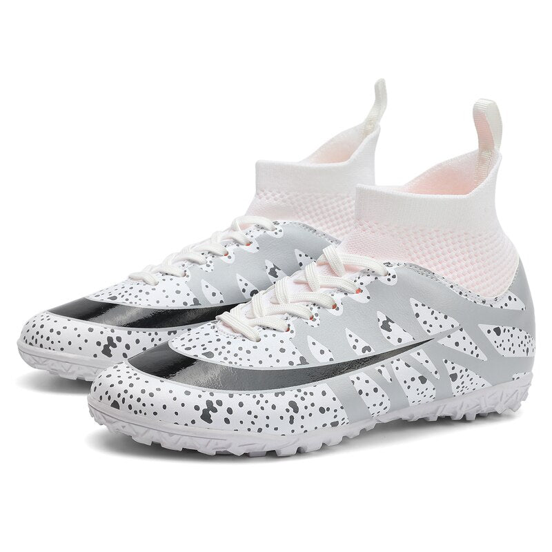Buy white Men / Women High Ankle Lightweight Two-Color Soccer Turf Cleats