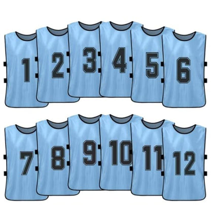 Team Practice Scrimmage Vests Sport Pinnies Training Bibs Numbered (1-12) with Open Sides