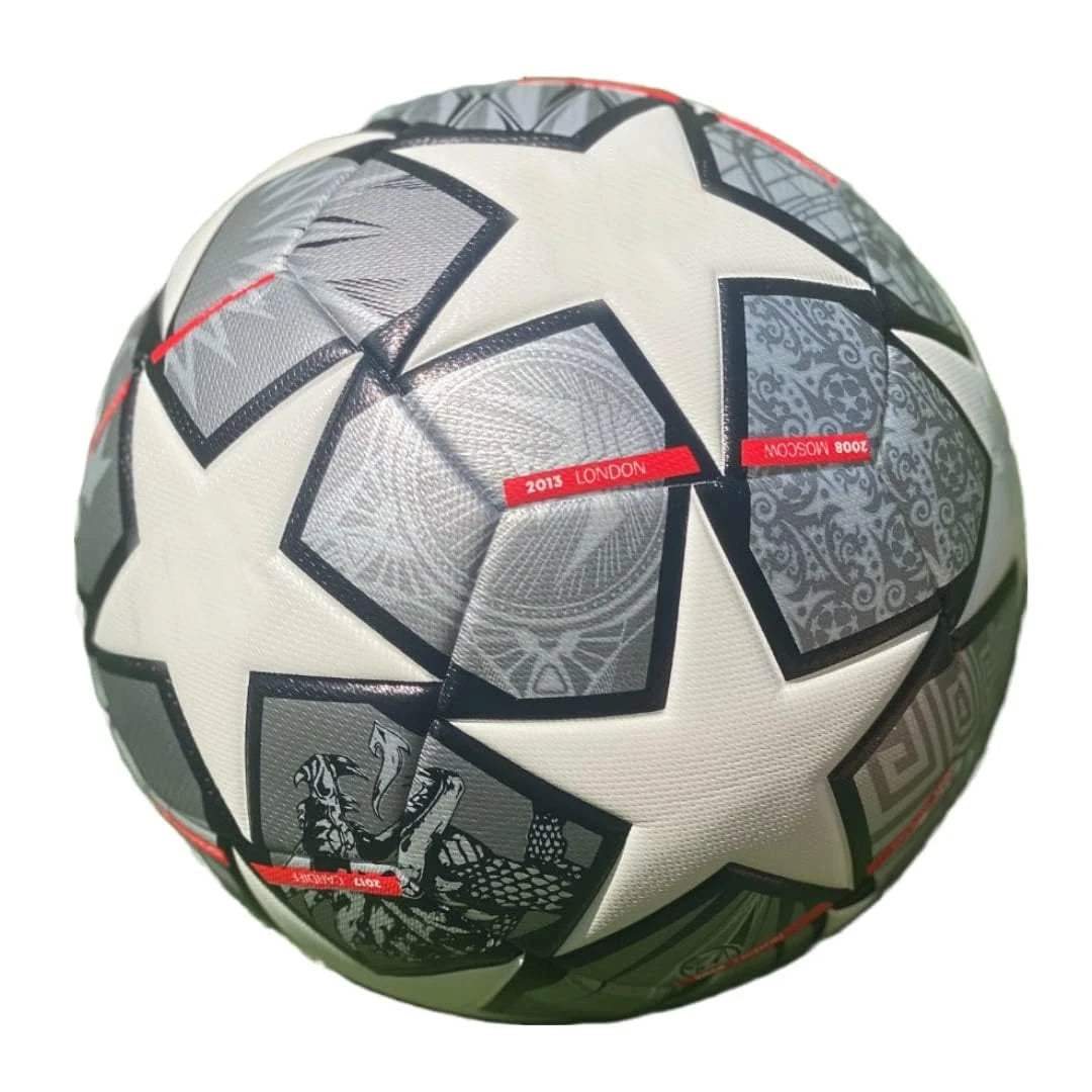 Pack of 10 Soccer Ball Size 5 of Champions League Gray White