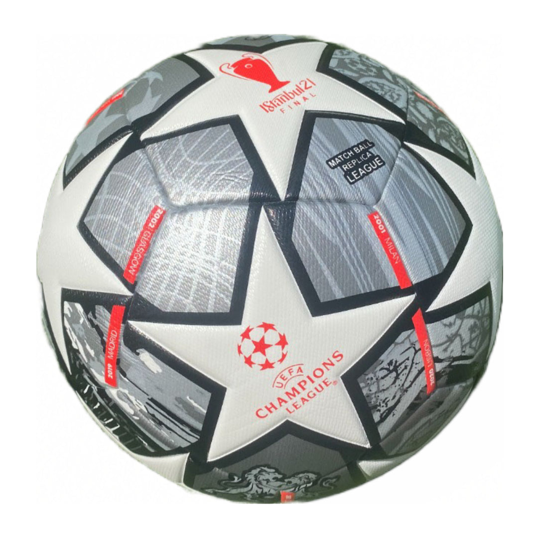 Tych3L Size 5 High Quality Soccer Ball Champions League Gray White Black