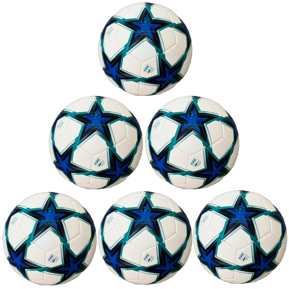 Soccer Ball Size 5 Pack of 10 Champions League for Training White Blue Black
