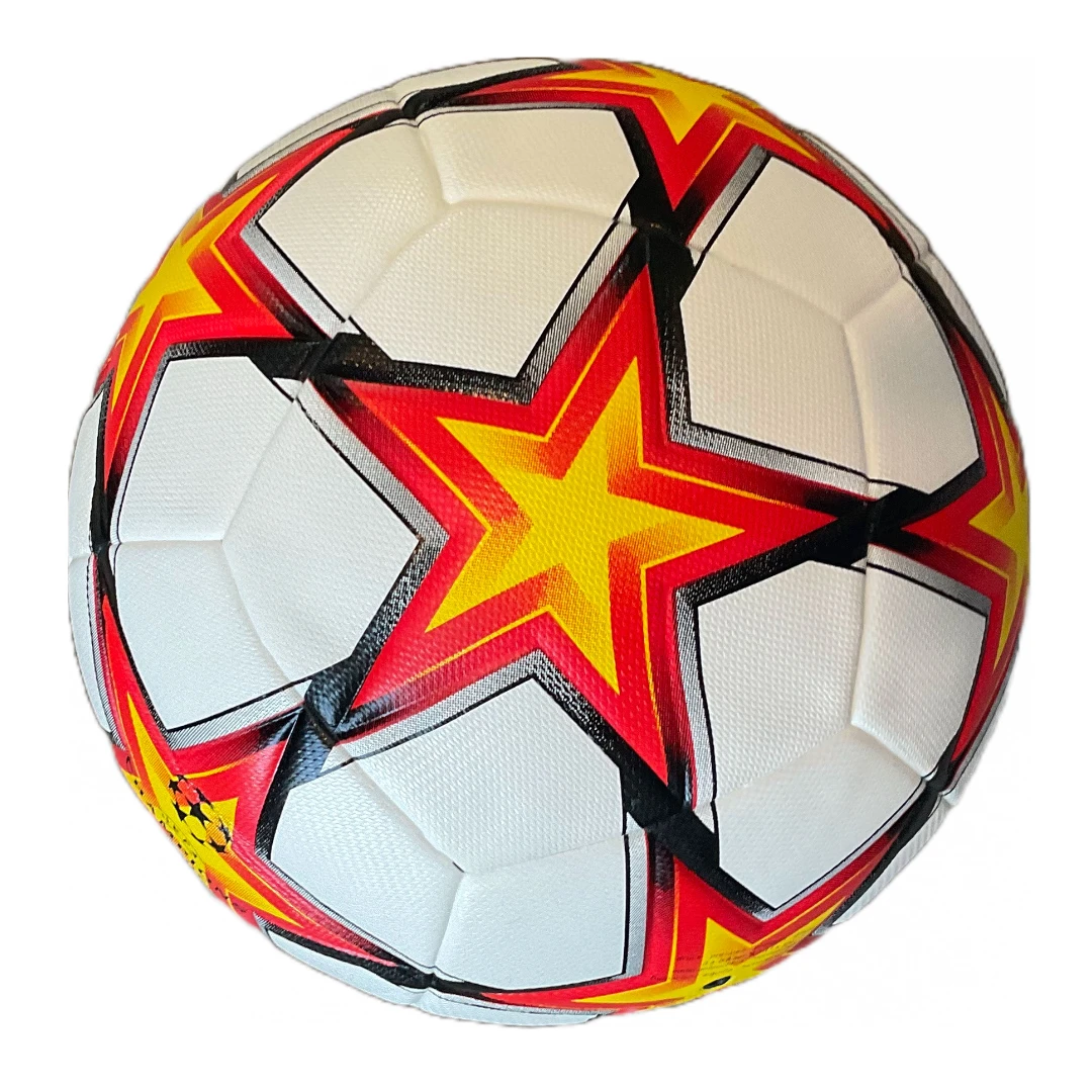 Tych3L Champions League Soccer Ball Size 5 in White Orange Black.