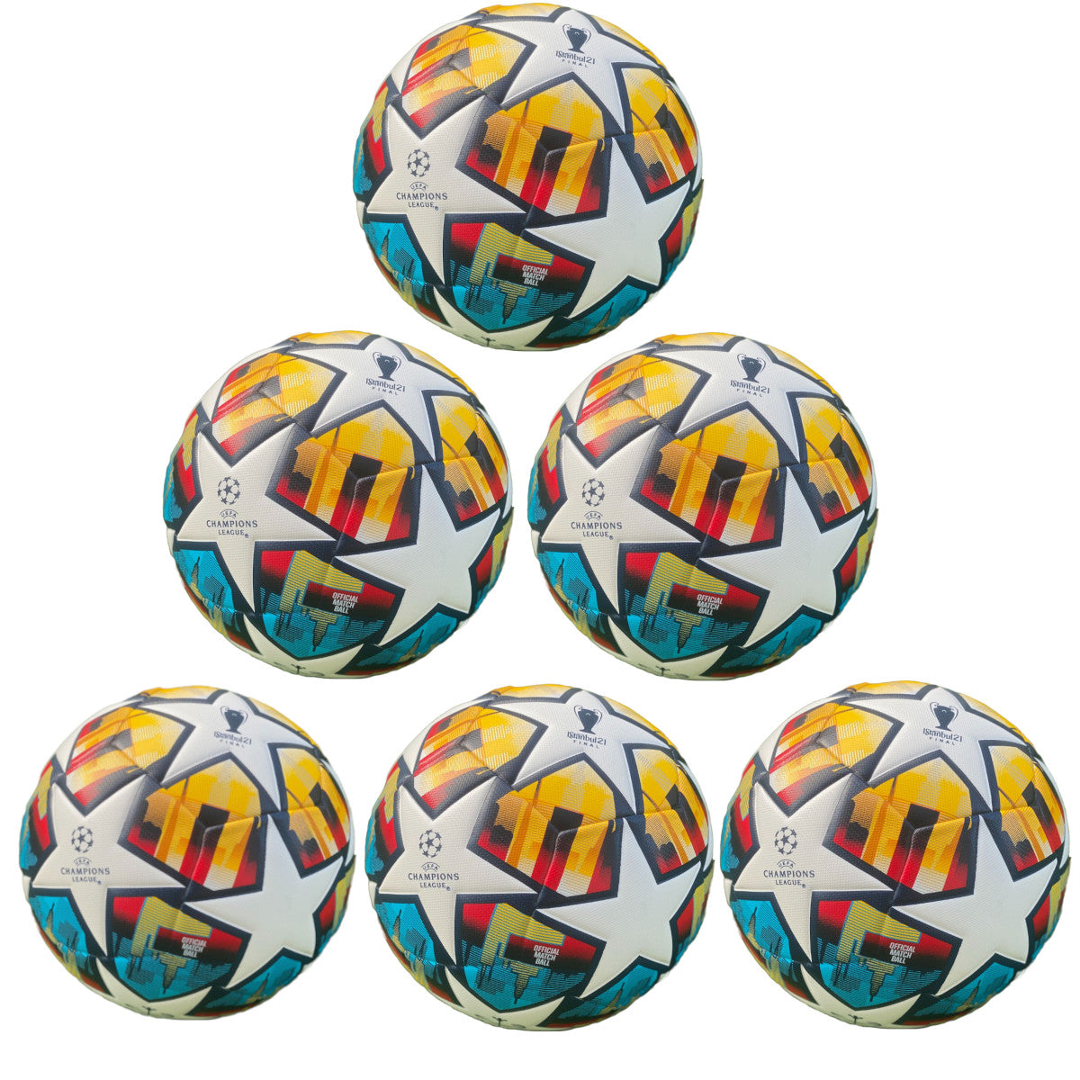 Soccer Ball Size 5 Pack of 10 Champions League Multicolor for Training or Game