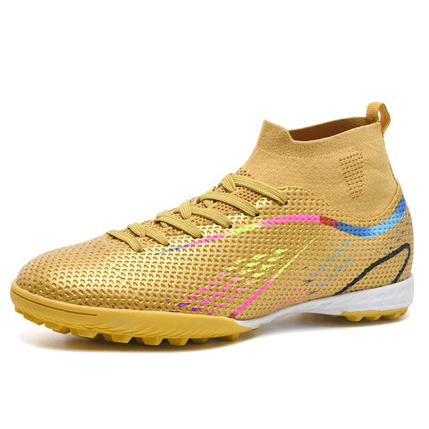 Buy gold Kids / Youth Turf Soccer Shoes Messi High Ankle For Lawn and Turf.
