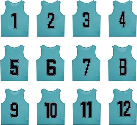 Buy blue-lake Tych3L 12 Pack of Numbered Jersey Bibs Scrimmage Training Vests for all sizes.