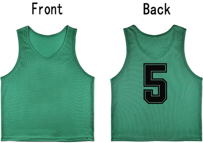 Team Practice Scrimmage Vests Sport Pinnies Training Bibs Numbered (1-12)