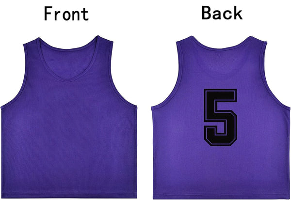 Tych3L 12 Pack of Numbered Jersey Bibs Scrimmage Training Vests for all sizes. - 12