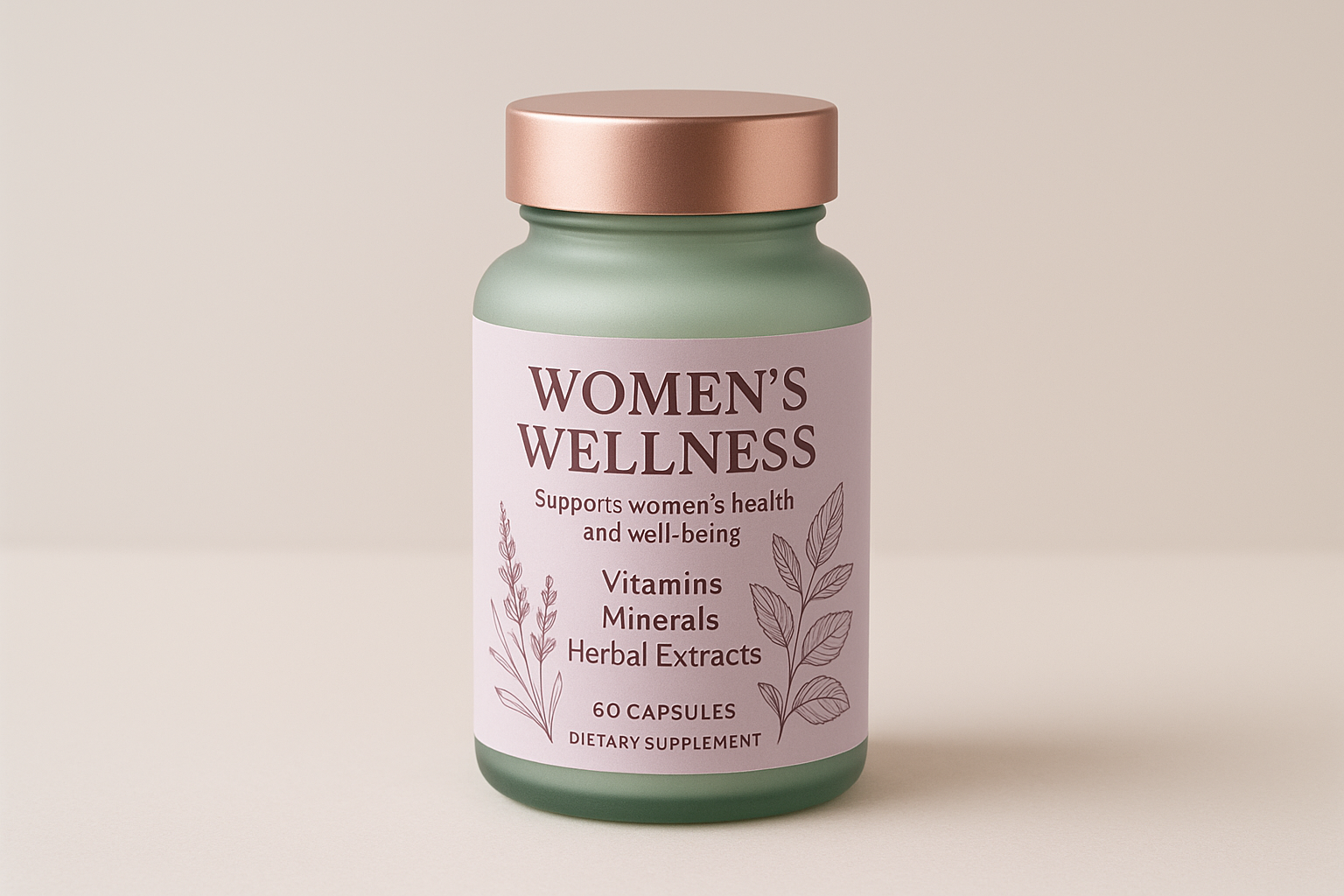 Generate an image of a package of supplements for woman wellnes