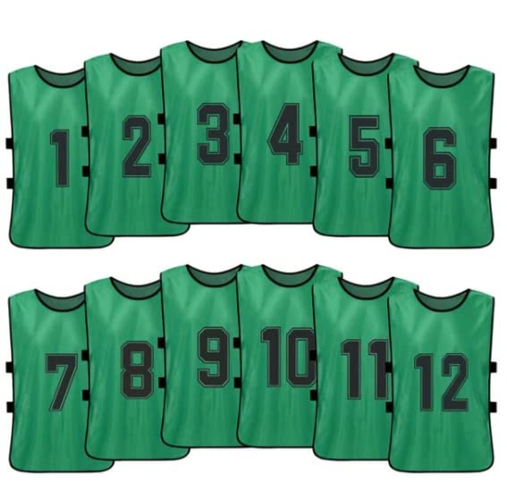Comprar green Team Practice Scrimmage Vests Sport Pinnies Training Bibs Numbered (1-12) with Open Sides
