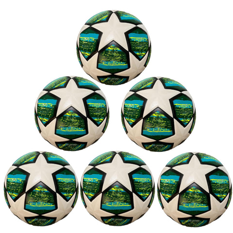 Packs of Balls for Training or Game Soccer Balls Size 5 Green White - 0