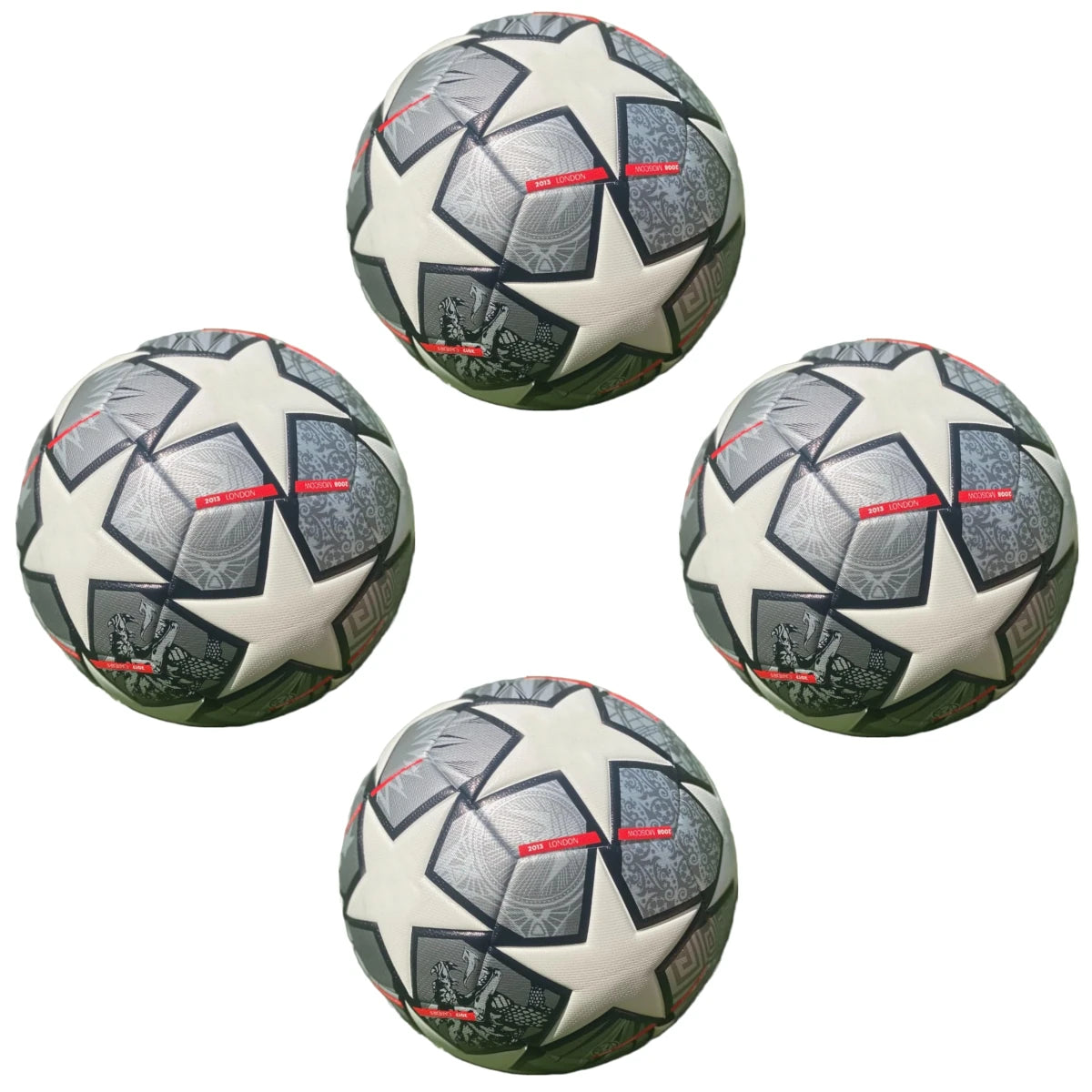 Pack of 10 Soccer Ball Size 5 of Champions League Gray White