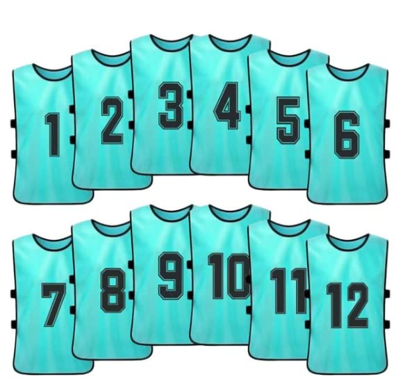 Team Practice Scrimmage Vests Sport Pinnies Training Bibs Numbered (1-12) with Open Sides