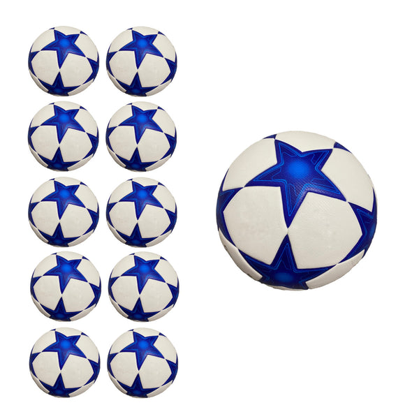 Pack of 10 Training or Game Soccer Balls Size 5 Blue White - 1