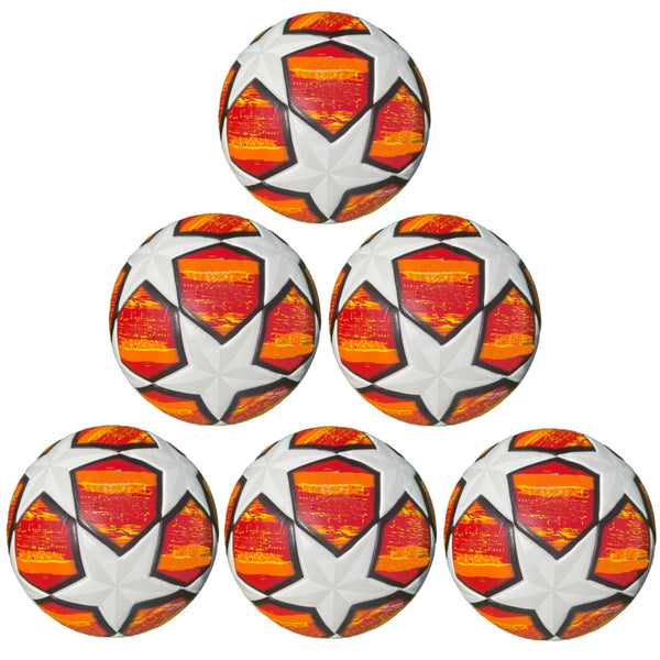 Pack of 10 Training or Game Soccer Balls Size 5 Orange White - 2