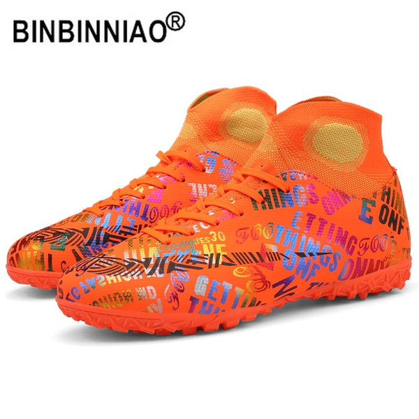 BINBINNIAO Kids / Youth Turf Soccer Shoes High Ankle for Soccer, Lacrosse - 5