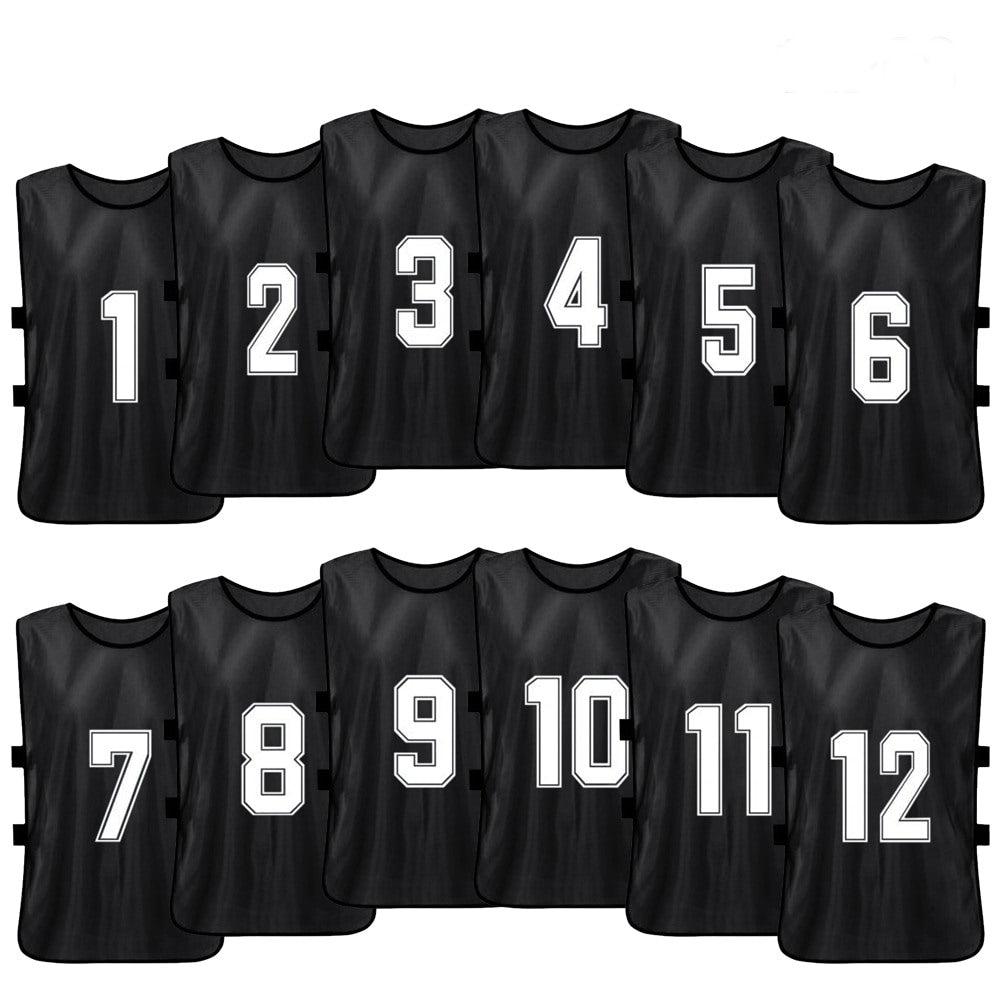 Comprar black Team Practice Scrimmage Vests Sport Pinnies Training Bibs Numbered (1-12) with Open Sides