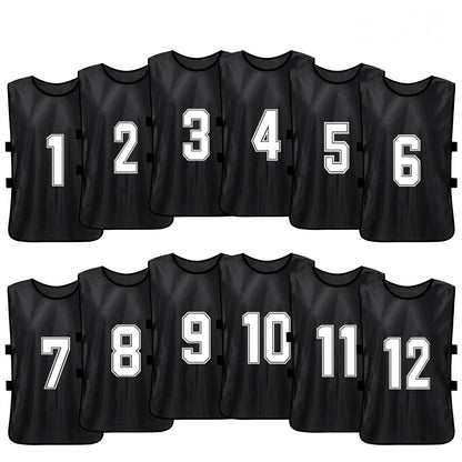 Team Practice Scrimmage Vests Sport Pinnies Training Bibs Numbered (1-12) with Open Sides