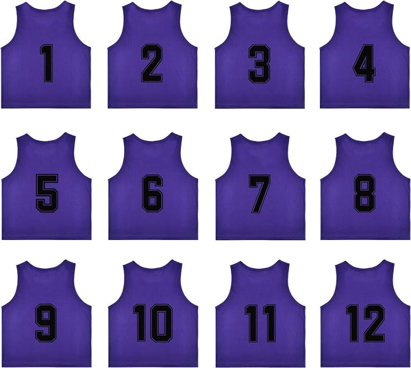 Tych3L 12 Pack of Numbered Jersey Bibs Scrimmage Training Vests for all sizes. - 11