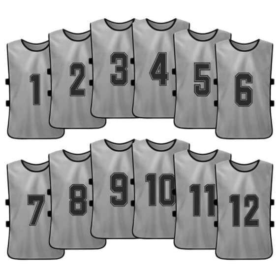Buy gray Team Practice Scrimmage Vests Sport Pinnies Training Bibs Numbered (1-12) with Open Sides
