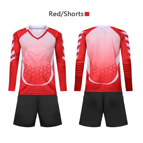Buy red-short Mens Soccer Goalkeeper Jersey Custom Adults Football Goalkeeper Uniform Soccer Training Long Sleeves Shirt For Youth Adult