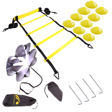 Buy yellow Soccer Training Equipment Endurance Football Training Agility Ladder Training Rope Drag Parachute Jump Ladder Training Set