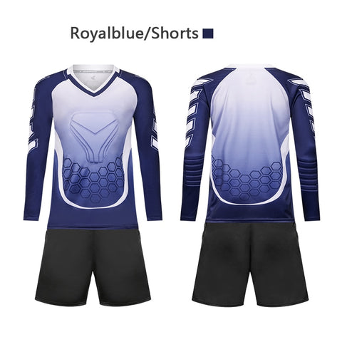 Buy royal-blue-short Mens Soccer Goalkeeper Jersey Custom Adults Football Goalkeeper Uniform Soccer Training Long Sleeves Shirt For Youth Adult