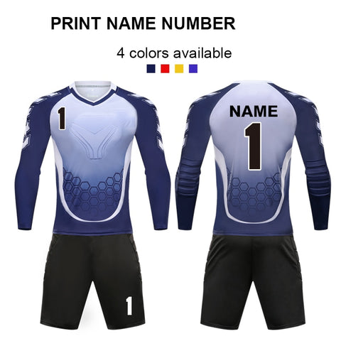 Buy print-short Mens Soccer Goalkeeper Jersey Custom Adults Football Goalkeeper Uniform Soccer Training Long Sleeves Shirt For Youth Adult