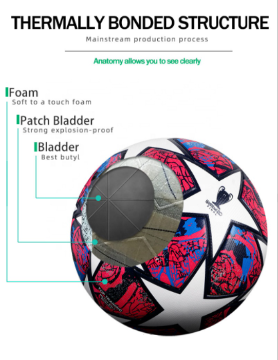 Tych3L Size 5 High Quality Soccer Ball Champions League Colorful - 5
