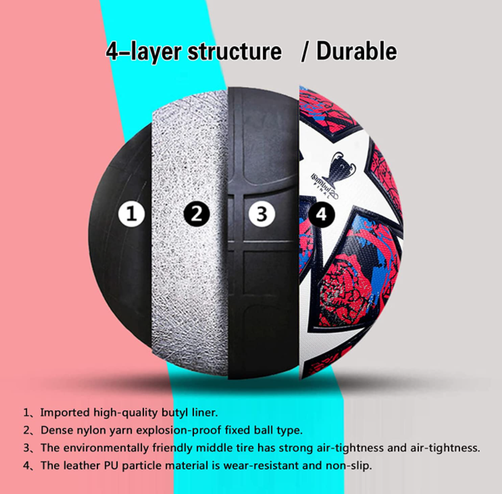Tych3L Size 5 High Quality Soccer Ball Champions League Multicolor