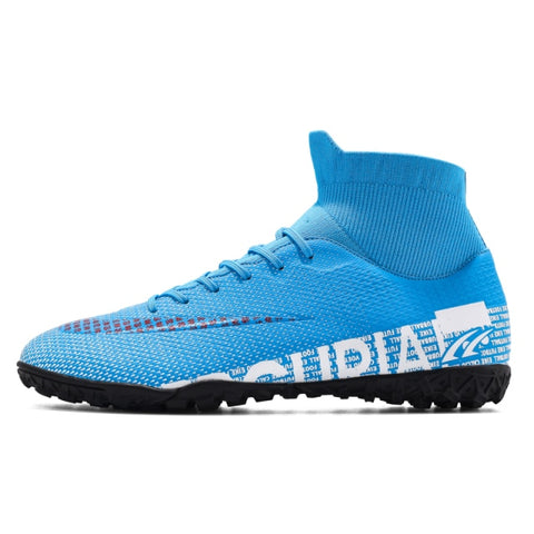 Buy blue Men / Women High Ankle Protection Soccer Shoes for Turf and AG Play