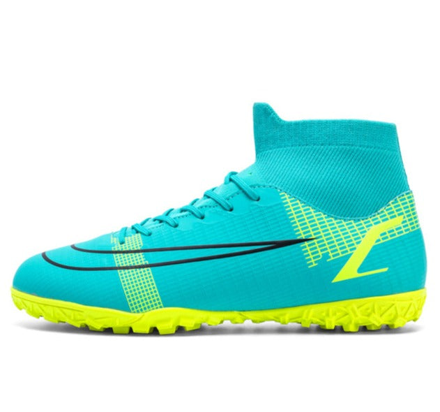 Comprar green Men / Women  High Ankle Turf Soccer Shoes Indoor Performance Footwear