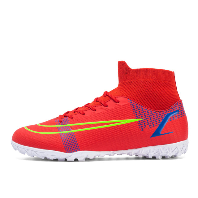 Comprar red Men / Women  High Ankle Turf Soccer Shoes Indoor Performance Footwear